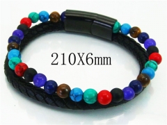 HY Wholesale Bracelets 316L Stainless Steel And Leather Jewelry Bracelets-HY23B0178HLC