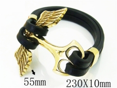 HY Wholesale Bracelets 316L Stainless Steel And Leather Jewelry Bracelets-HY23B0151HOD