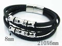 HY Wholesale Bracelets 316L Stainless Steel And Leather Jewelry Bracelets-HY23B0195HMS