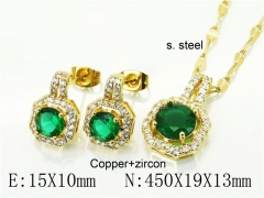 HY Wholesale Jewelry 316L Stainless Steel Earrings Necklace Jewelry Set-HY65S0143HJQ