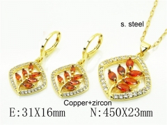 HY Wholesale Jewelry 316L Stainless Steel Earrings Necklace Jewelry Set-HY65S0133HJR