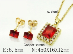 HY Wholesale Jewelry 316L Stainless Steel Earrings Necklace Jewelry Set-HY65S0160OLG