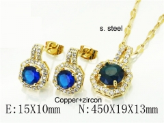 HY Wholesale Jewelry 316L Stainless Steel Earrings Necklace Jewelry Set-HY65S0142HJE