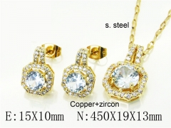 HY Wholesale Jewelry 316L Stainless Steel Earrings Necklace Jewelry Set-HY65S0140HJW