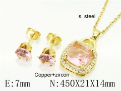 HY Wholesale Jewelry 316L Stainless Steel Earrings Necklace Jewelry Set-HY65S0154OLZ