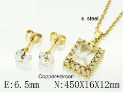 HY Wholesale Jewelry 316L Stainless Steel Earrings Necklace Jewelry Set-HY65S0158OLR