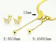 HY Wholesale Jewelry 316L Stainless Steel Earrings Necklace Jewelry Set-HY34S0087LOE