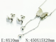 HY Wholesale Jewelry 316L Stainless Steel Earrings Necklace Jewelry Set-HY34S0112LW