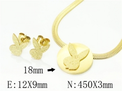 HY Wholesale Jewelry 316L Stainless Steel Earrings Necklace Jewelry Set-HY34S0075LLC