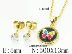 HY Wholesale Jewelry 316L Stainless Steel Earrings Necklace Jewelry Set-HY54S0595OG