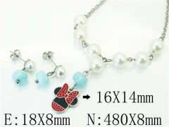 HY Wholesale Jewelry 316L Stainless Steel Earrings Necklace Jewelry Set-HY21S0382HME