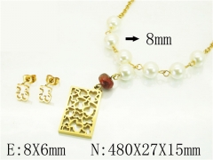 HY Wholesale Jewelry 316L Stainless Steel Earrings Necklace Jewelry Set-HY21S0374IHR