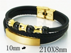 HY Wholesale Bracelets 316L Stainless Steel And Leather Jewelry Bracelets-HY23B0211HML