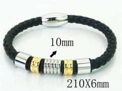 HY Wholesale Bracelets 316L Stainless Steel And Leather Jewelry Bracelets-HY23B0216HLF