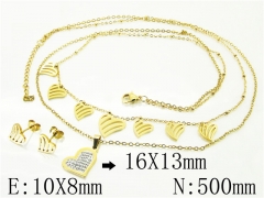 HY Wholesale Jewelry 316L Stainless Steel Earrings Necklace Jewelry Set-HY89S0515OLQ