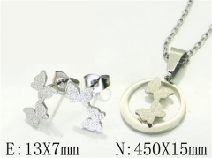 HY Wholesale Jewelry 316L Stainless Steel Earrings Necklace Jewelry Set-HY65S0203JLE