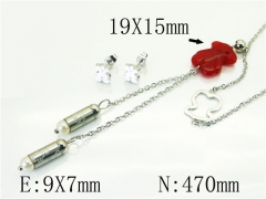 HY Wholesale Jewelry 316L Stainless Steel Earrings Necklace Jewelry Set-HY64S1339HKB