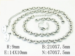 HY Wholesale Jewelry 316L Stainless Steel Earrings Necklace Jewelry Set-HY50S0265IOQ