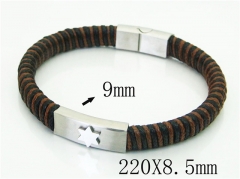 HY Wholesale Bracelets 316L Stainless Steel And Leather Jewelry Bracelets-HY91B0558IOY