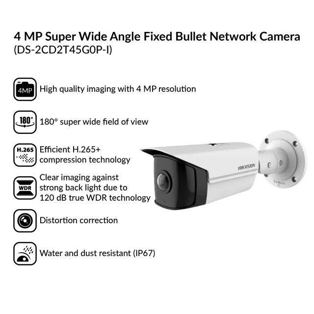 4MP Super Wide Angle Fixed Bullet Network Camera | DS-2CD2T45G0P-I