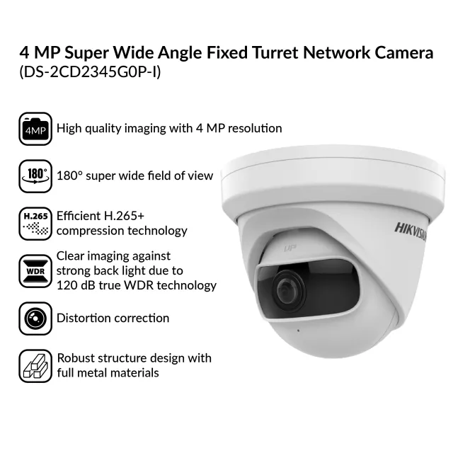 4MP Super Wide Angle Fixed Turret Network Camera | DS-2CD2345G0P-I