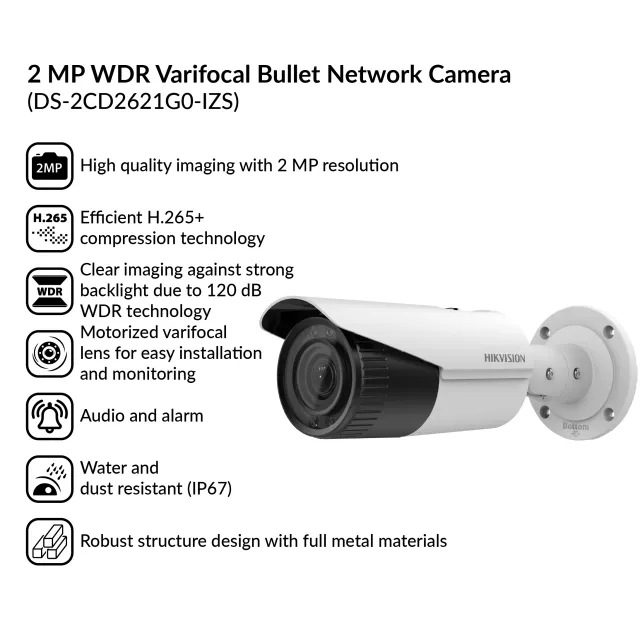 2MP IR VF Bullet Network Camera | DS-2CD2621G0-IZS