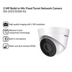 2MP Build-in Mic Fixed Turret Network Camera | DS-2CD1323G0-IUF