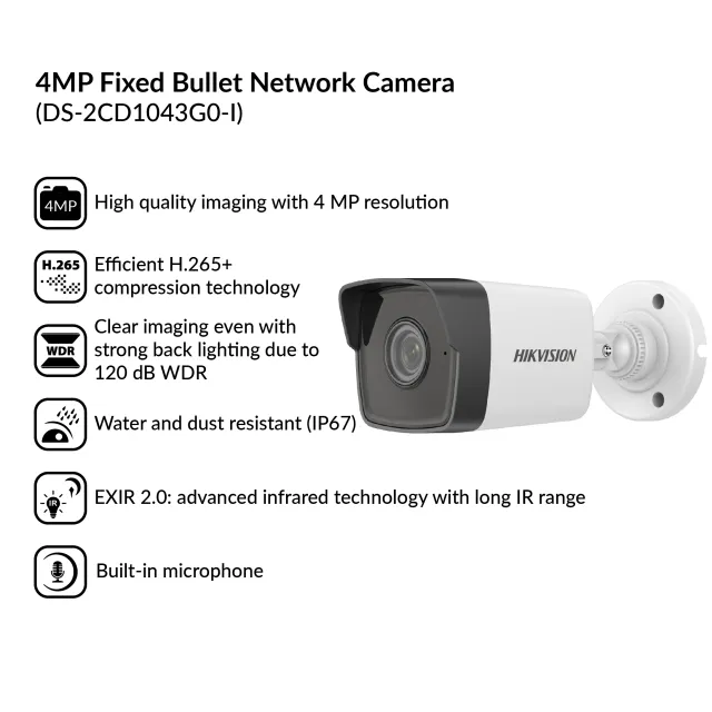 4MP Fixed Bullet Network Camera | DS-2CD1043G0-I