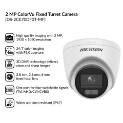 2MP ColorVu Fixed Turret Camera | DS-2CE70DF0T-MF