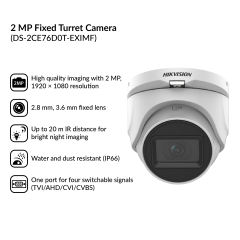 2MP Fixed Turret Camera | DS-2CE76D0T-EXIMF