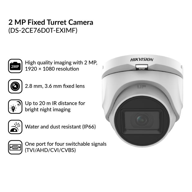 2MP Fixed Turret Camera | DS-2CE76D0T-EXIMF