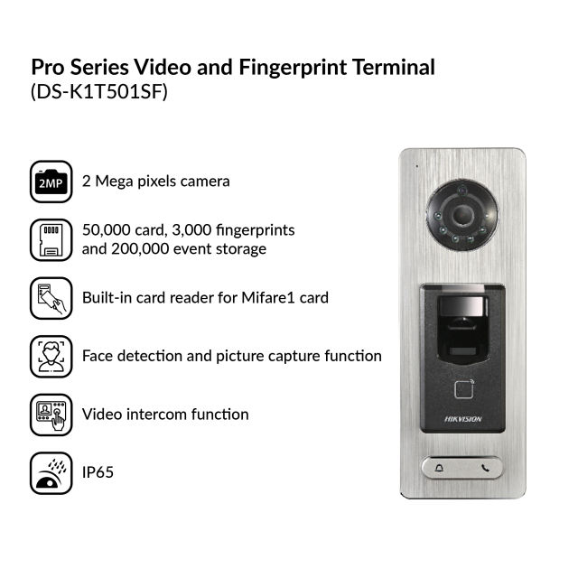Pro Series Video and Fingerprint Terminal | DS-K1T501SF