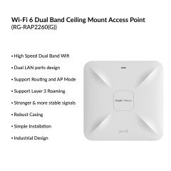 Wi-Fi 6 Dual Band Ceiling Mount Access Point (Ruijie) | RG-RAP2260(G)