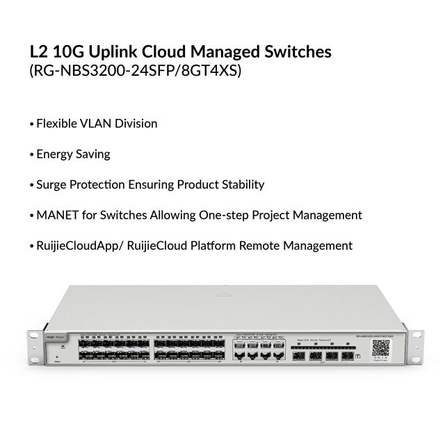 24-Ports SFP L2 Uplink Cloud Managed Switch (Ruijie) | RG-NBS3200-24SFP/8GT4XS