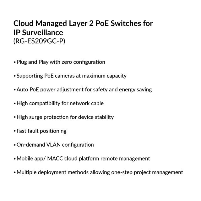 8-Ports Cloud Managed PoE Switch (Ruijie) | RG-ES209GC-P