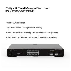 8-Ports L2 Gigabit Cloud Managed Switches (Ruijie) | RG-NBS3100-8GT2SFP-P V2
