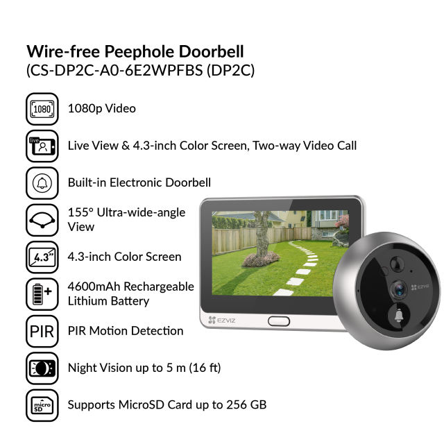 Wire-free Peephole Doorbell | CS-DP2C-AO-6E2WPFBS