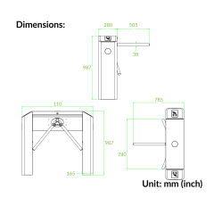 Tripod Turnstile with Controller and RFID Reader | TS2011 Pro