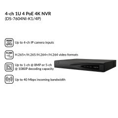 4 channel NVR | DS-7604NI-K1/4P