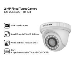 2MP Fixed Turret Camera | DS-2CE56D0T-IRF(C)