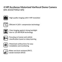 4MP AcuSense Motorized Varifocal Dome Network Camera | DS-2CD2743G2-IZS
