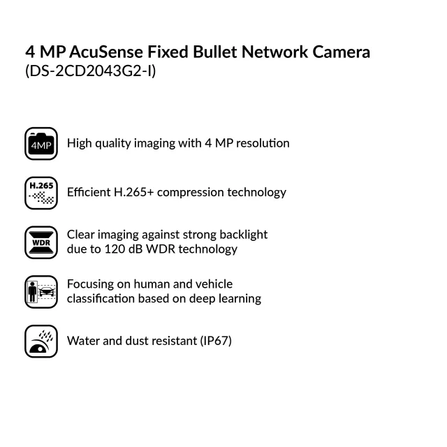 4MP AcuSense Fixed Bullet Network Camera | DS-2CD2043G2-I