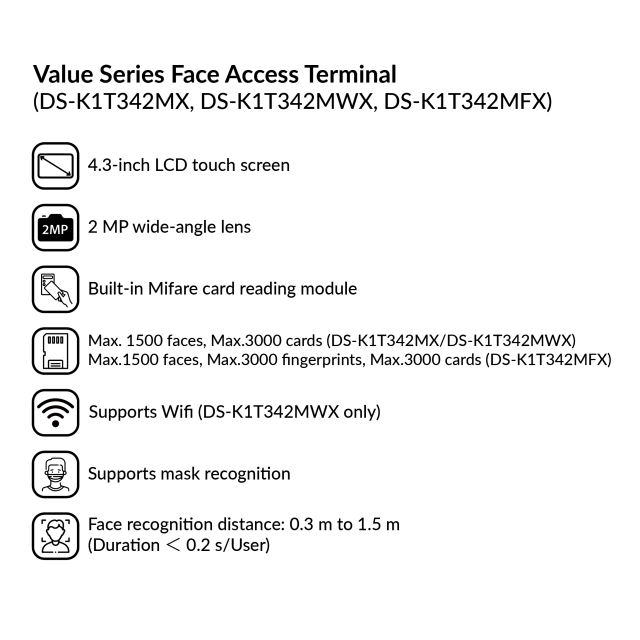 Face Access Terminal | DS-K1T342MFX