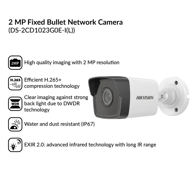 2MP Fixed Bullet Network Camera | DS-2CD1023G0E-I(L)(2.8mm)