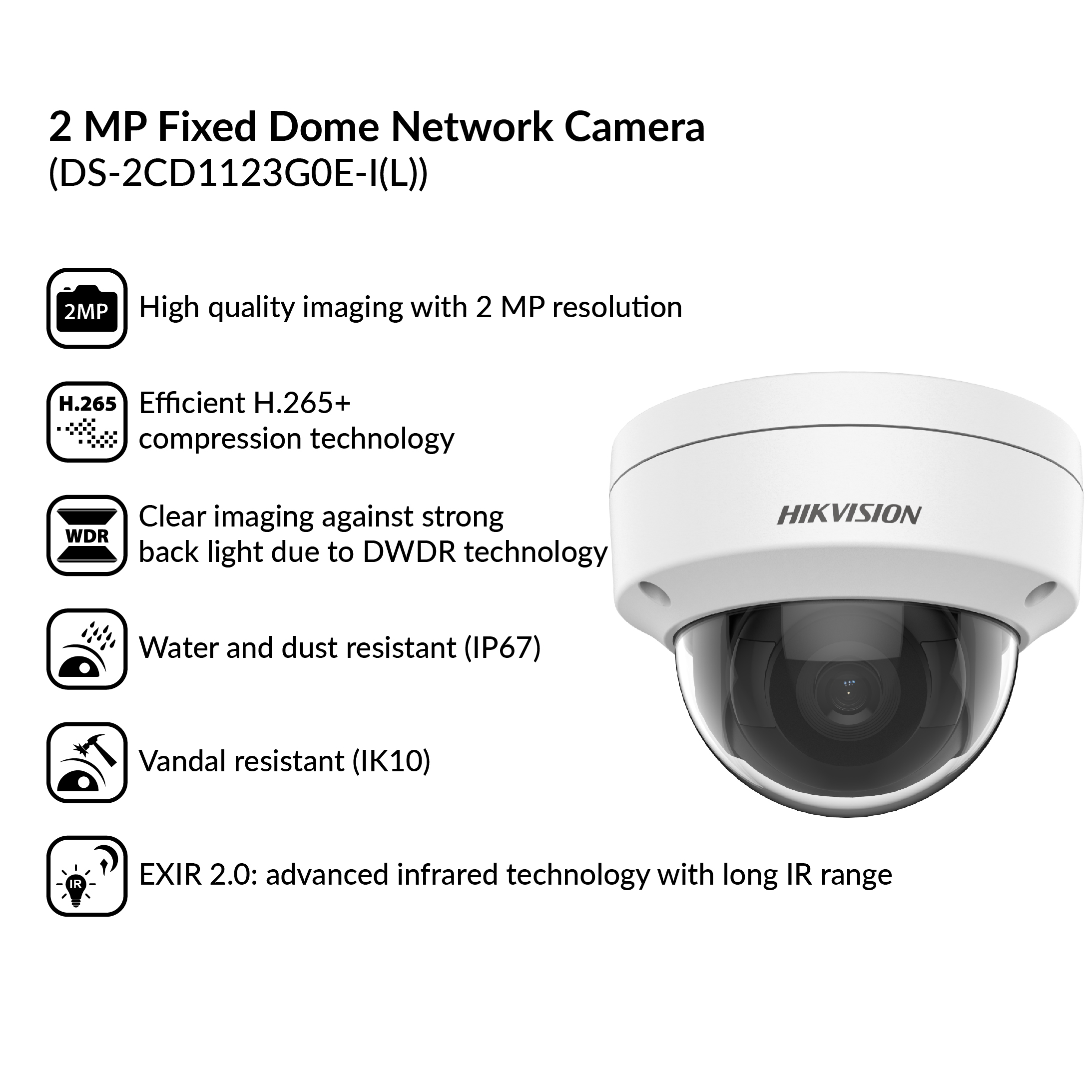 Hikvision 2MP Dome Network Camera | DS-2CD1123G0E-I(L) – ACE x AV.SG