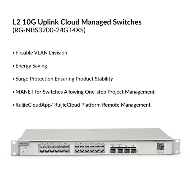 24-Port Gigabit L2 Managed Switch with SFP+ | RG-NBS3200-24GT4XS