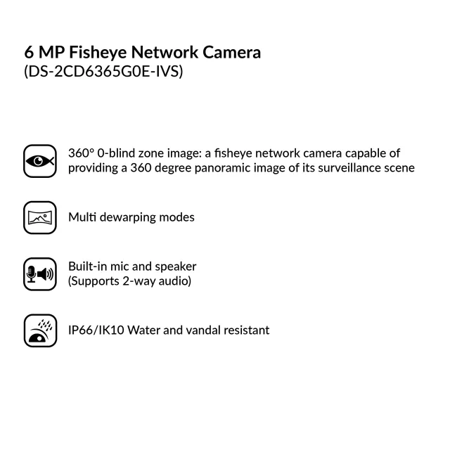 6 MP Fisheye Network Camera | DS-2CD6365G0E-IVS