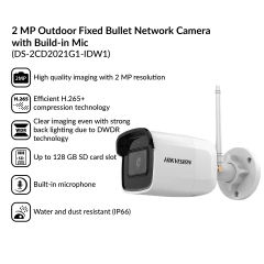 2MP Outdoor Fixed Bullet Network Camera Build-in Mic | DS-2CD2021G1-IDW1