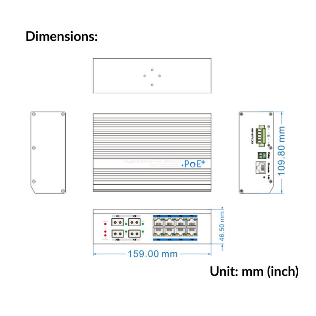 8 Ports Industrial Full Gigabit PoE Managed Switch | UTP7308GE-POE