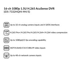16-ch 1080p 1.5U H.265 AcuSense DVR | iDS-7332HQHI-M4/S